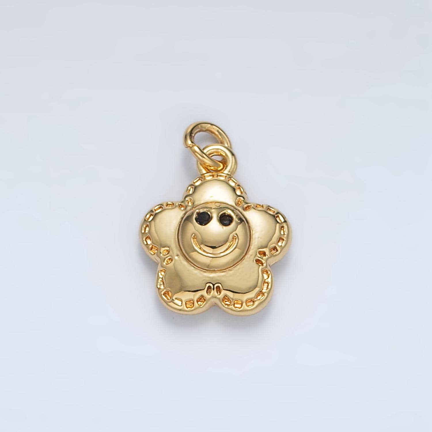 Gold Star Charm 24K Gold Filled Flower Pendant Happy Face Charm for Bracelet Necklace for DIY Jewelry Making Supply AC167