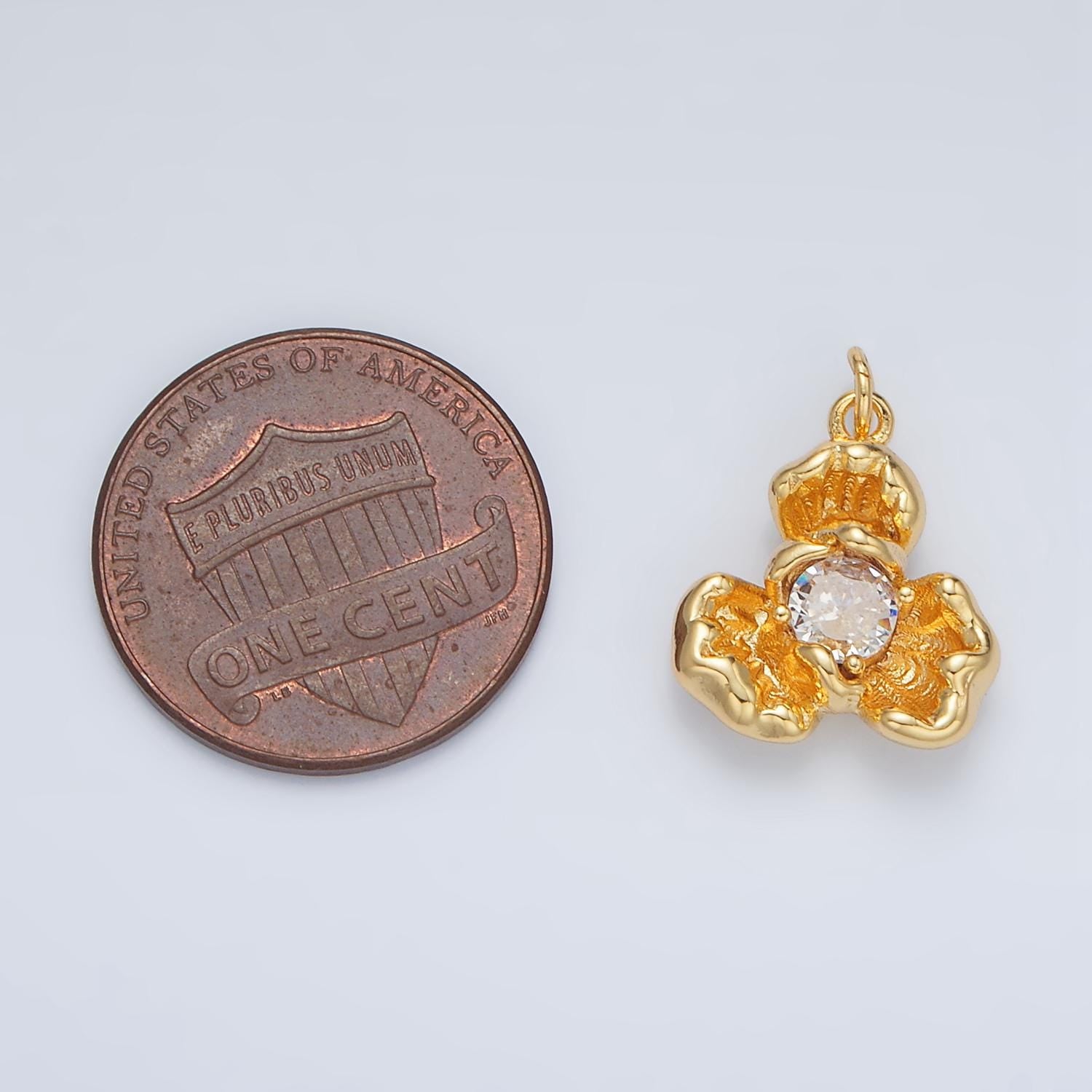 Mini Gold Flower Charm Tiny Floral Charm Spring Charms 24K Gold Filled Findings AC104