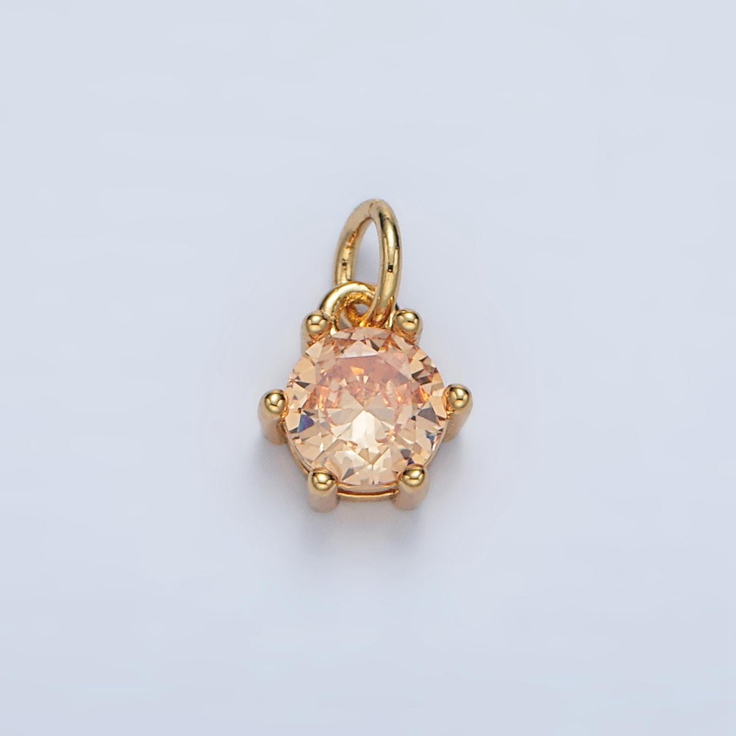 24K Gold Filled 8mm Birthstone CZ Round Charm Personalized Birth Month Add on Charm | AG871