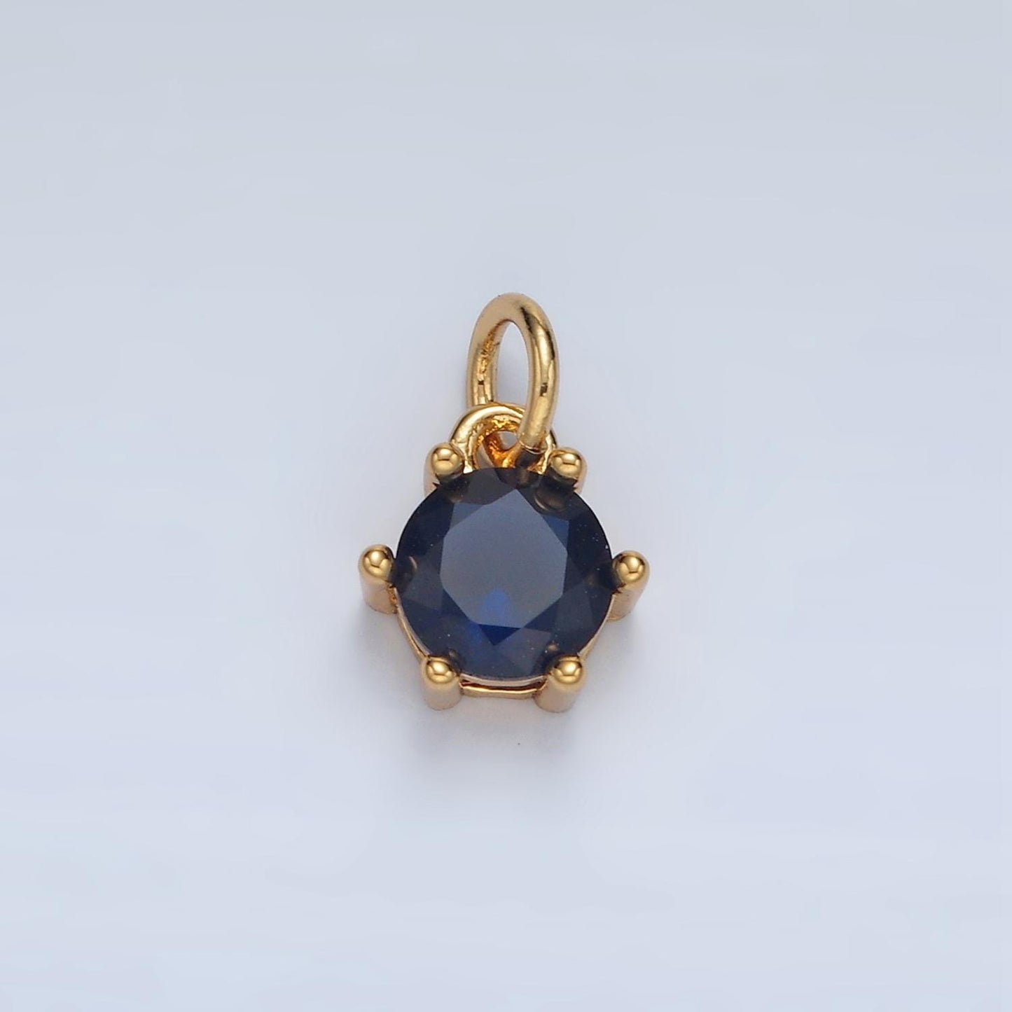 24K Gold Filled 8mm Birthstone CZ Round Charm Personalized Birth Month Add on Charm | AG871