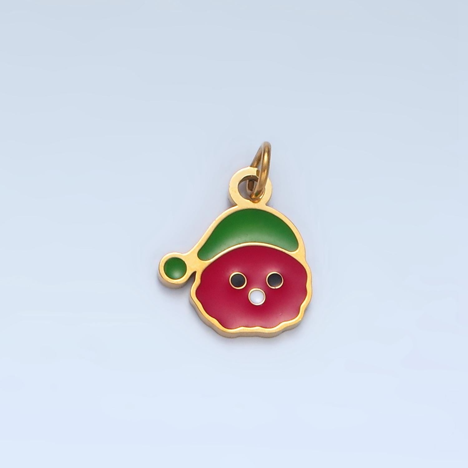 Dainty Gold Filled Santa Face Charm Red Enamel Baby Santa Clause Charm for Christmas Jewelry Inspired | P-669