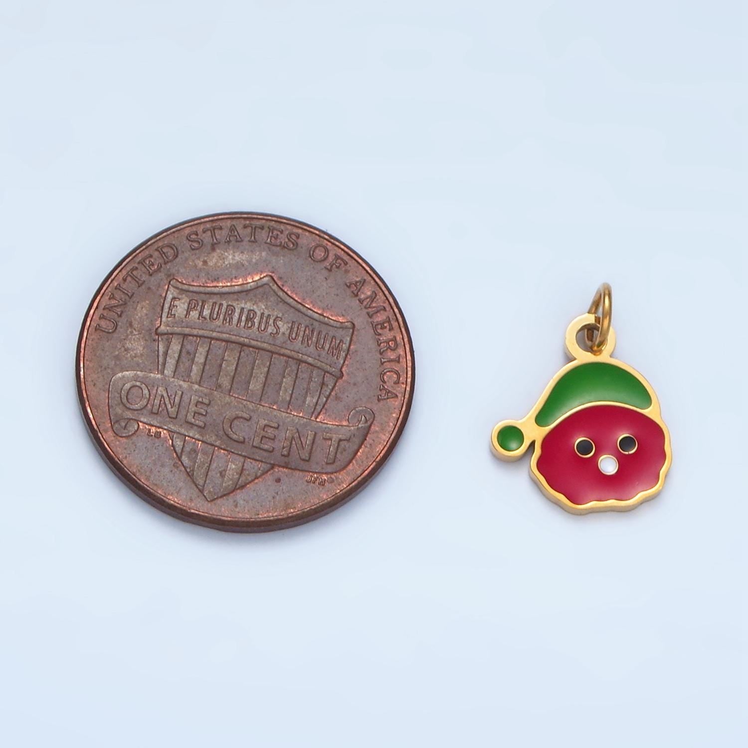 Dainty Gold Filled Santa Face Charm Red Enamel Baby Santa Clause Charm for Christmas Jewelry Inspired | P-669