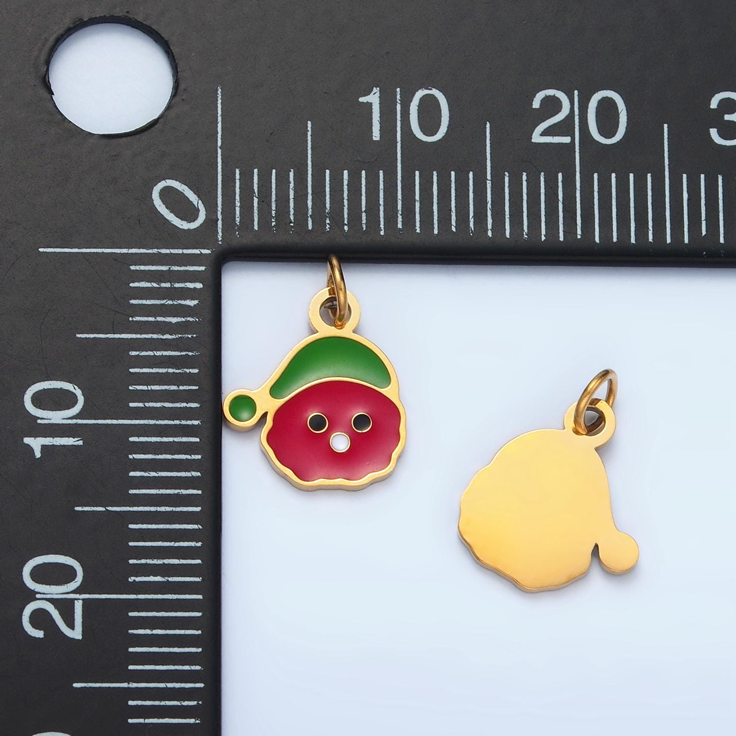 Dainty Gold Filled Santa Face Charm Red Enamel Baby Santa Clause Charm for Christmas Jewelry Inspired | P-669