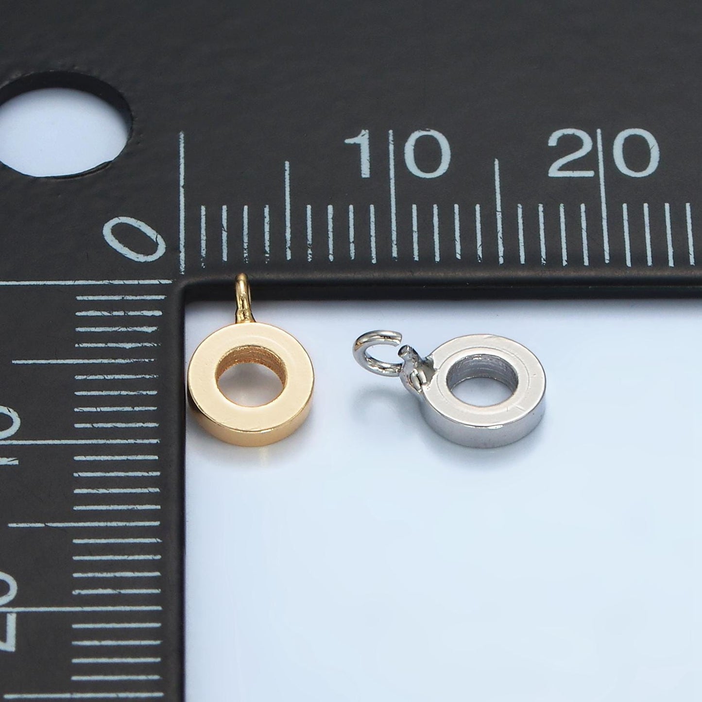 Gold Silver Bail Charm Holder Spacer with Loop Round Bead Spacer with Open Link for Cord Slider Bails Spacer Ring Z856