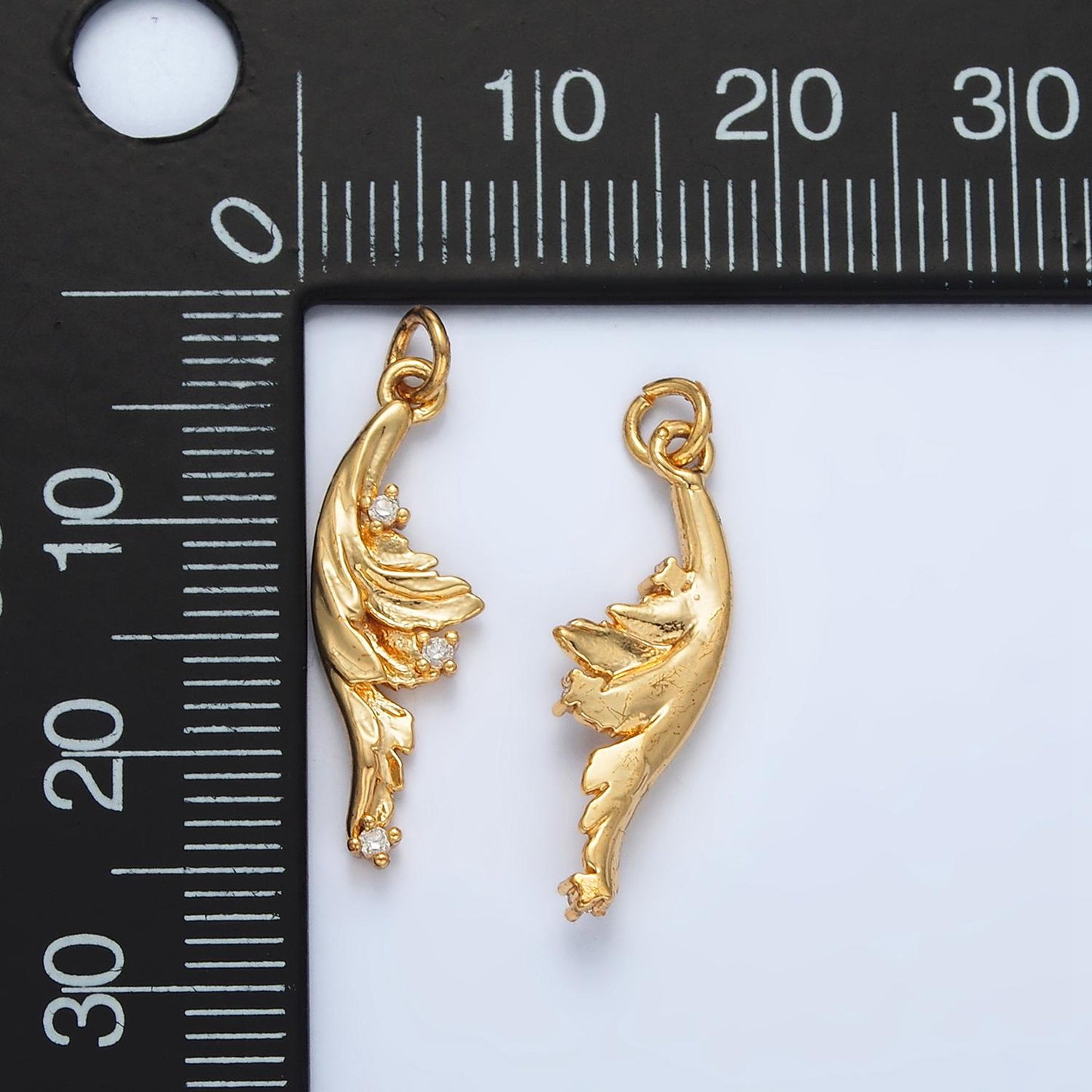 24K Gold Filled CZ Sea Curved Wave, Nature Charm | AC-131