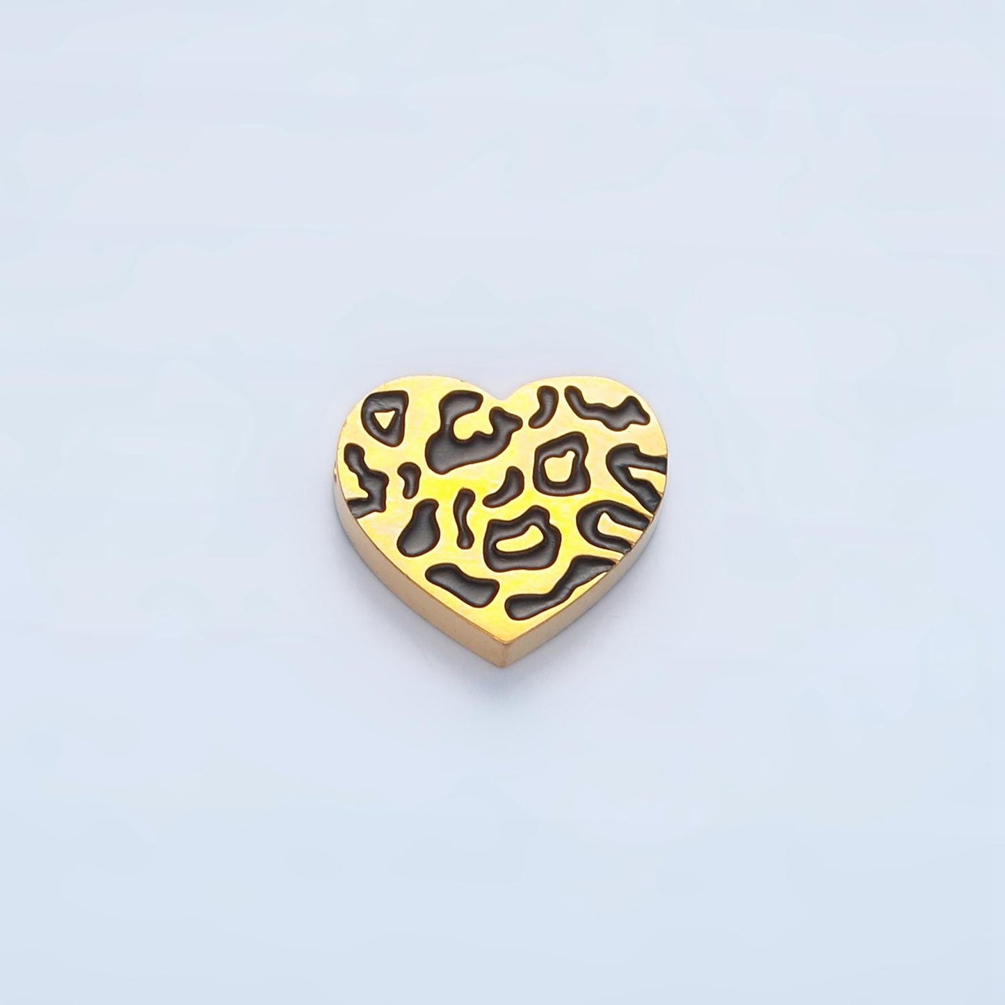 Gold Leopard Heart Bead Spacer Silver Stainless Steel Animal Jaguar print etched heart Bead for Bracelet Necklace Jewelry Making Supply B466