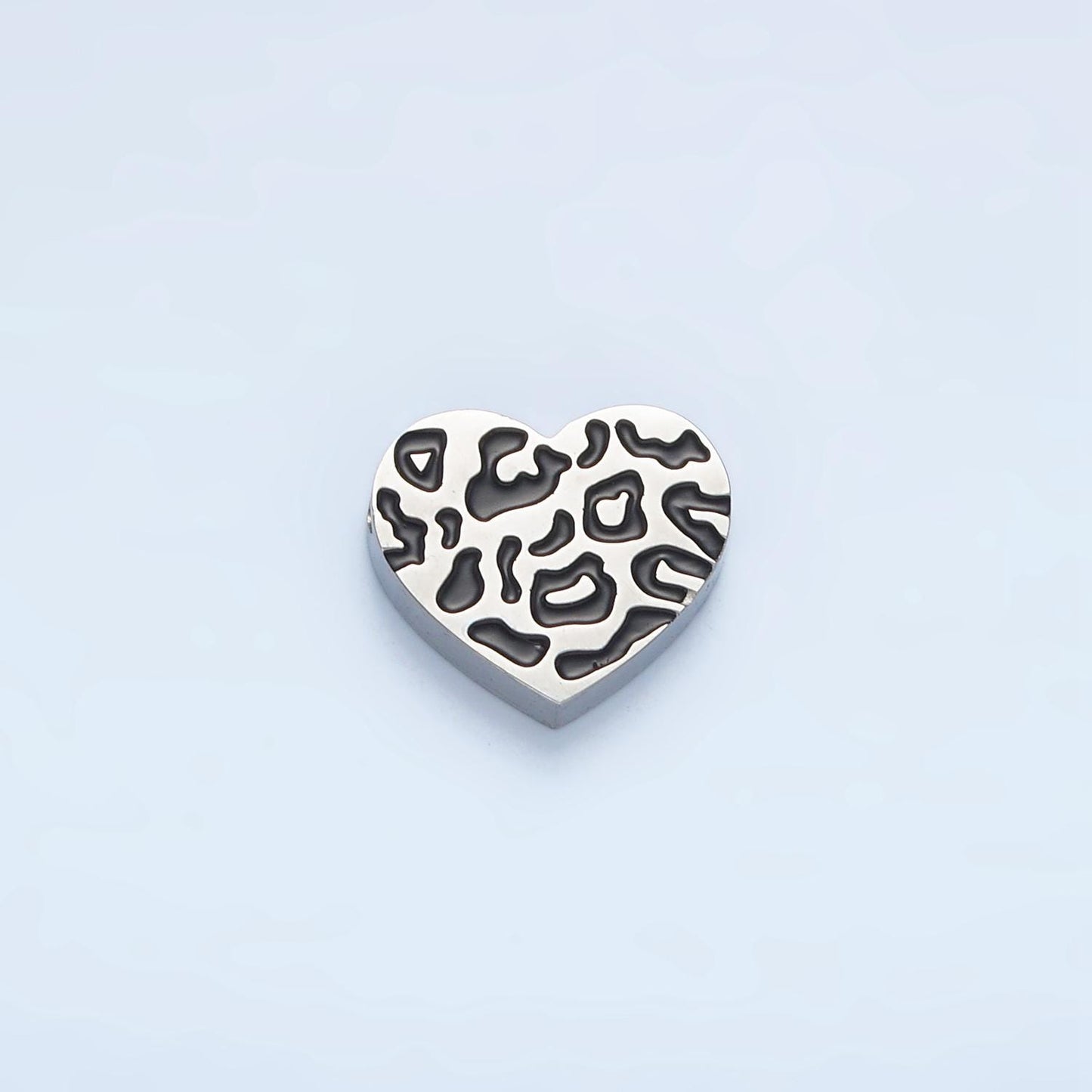 Gold Leopard Heart Bead Spacer Silver Stainless Steel Animal Jaguar print etched heart Bead for Bracelet Necklace Jewelry Making Supply B466