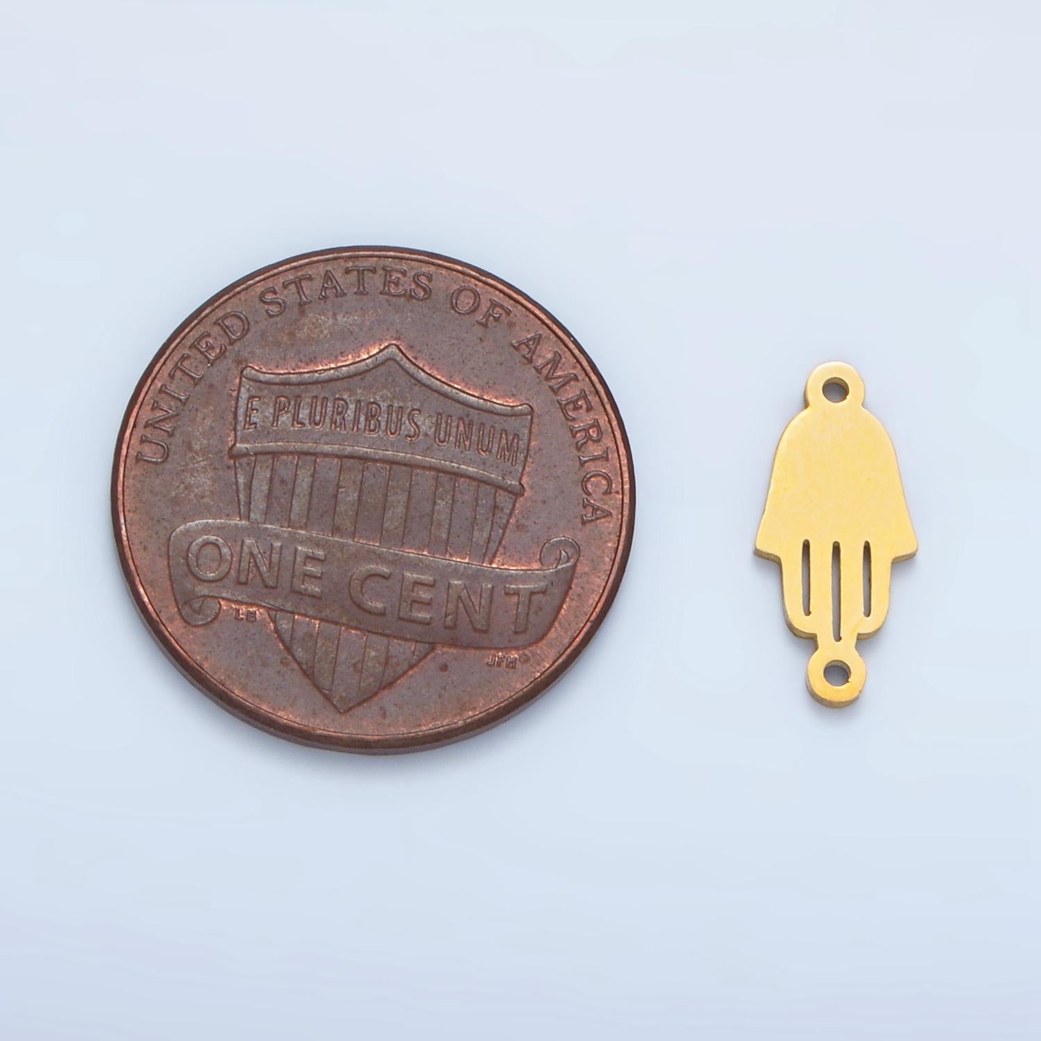 Gold Stainless Steel Hamsa Hand Connector - Dainty Link Connector Hand of Fatimah Charm Connector- for Necklace Bracelet Component F176