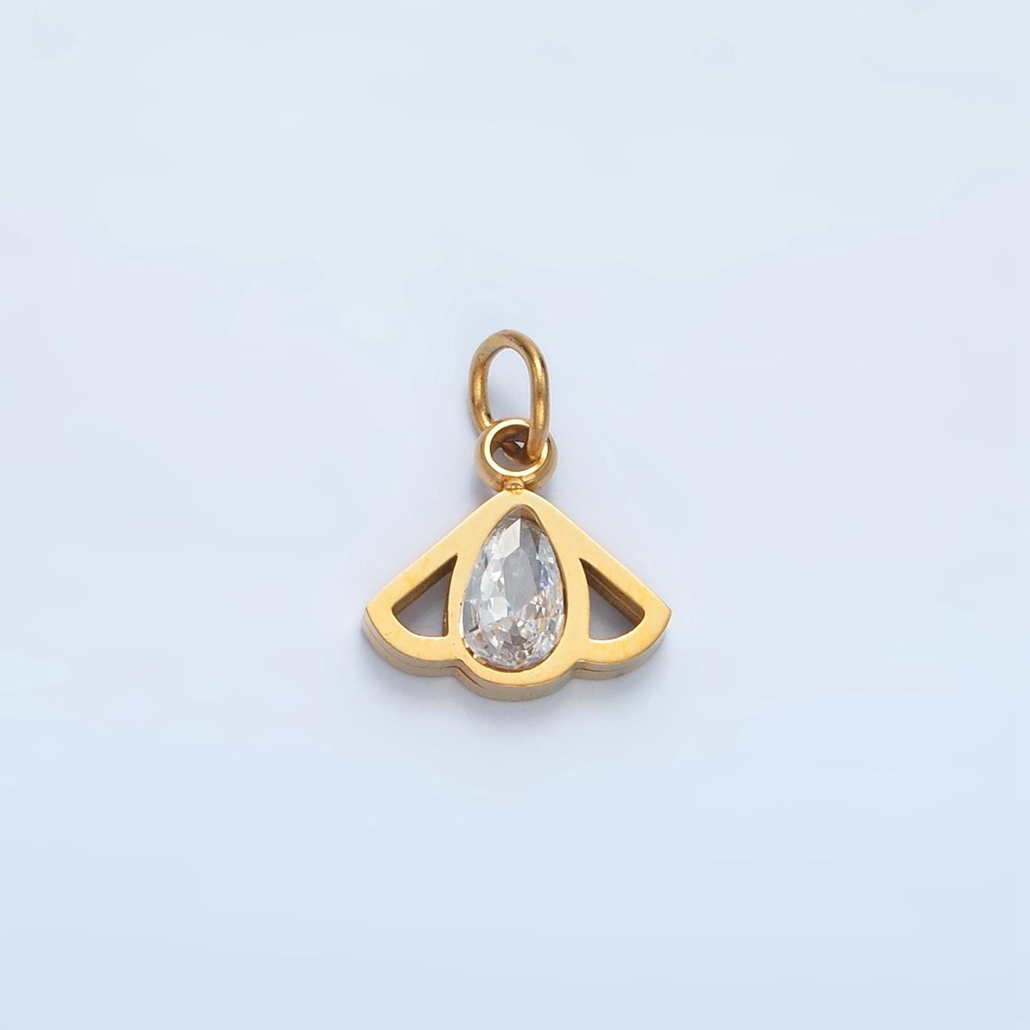Mini Stainless Steel Gold Tear Drop Clear CZ Charm Wing Pendant Charm for Necklace Bracelet Drop Jewelry Flies Charm | P-702