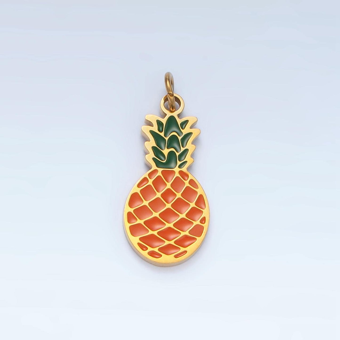 Dainty Gold Pineapple Charm in Stainless Steel Fruit Enamel Charm P684