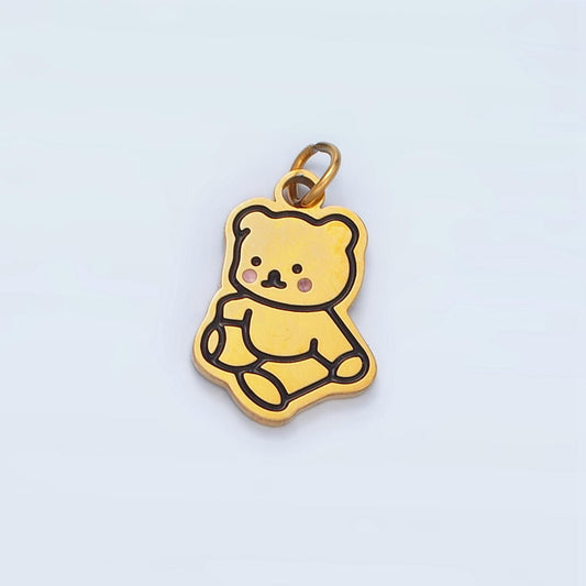 Stainless Steel Teddy Bear Animal Mini Charm for Kids Jewelry | P685
