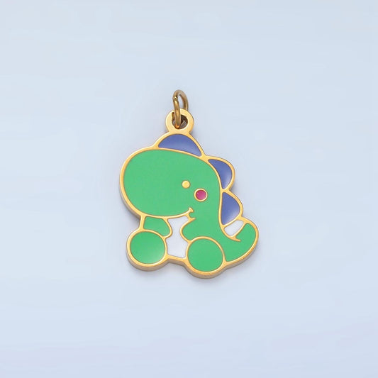 3D Cute Mini Green Tiny Dinosaur Charm Mini Dinosaur Pendants Stainless Steel T-rex Charm for Bracelet Earring Necklace Charm Supply | P693