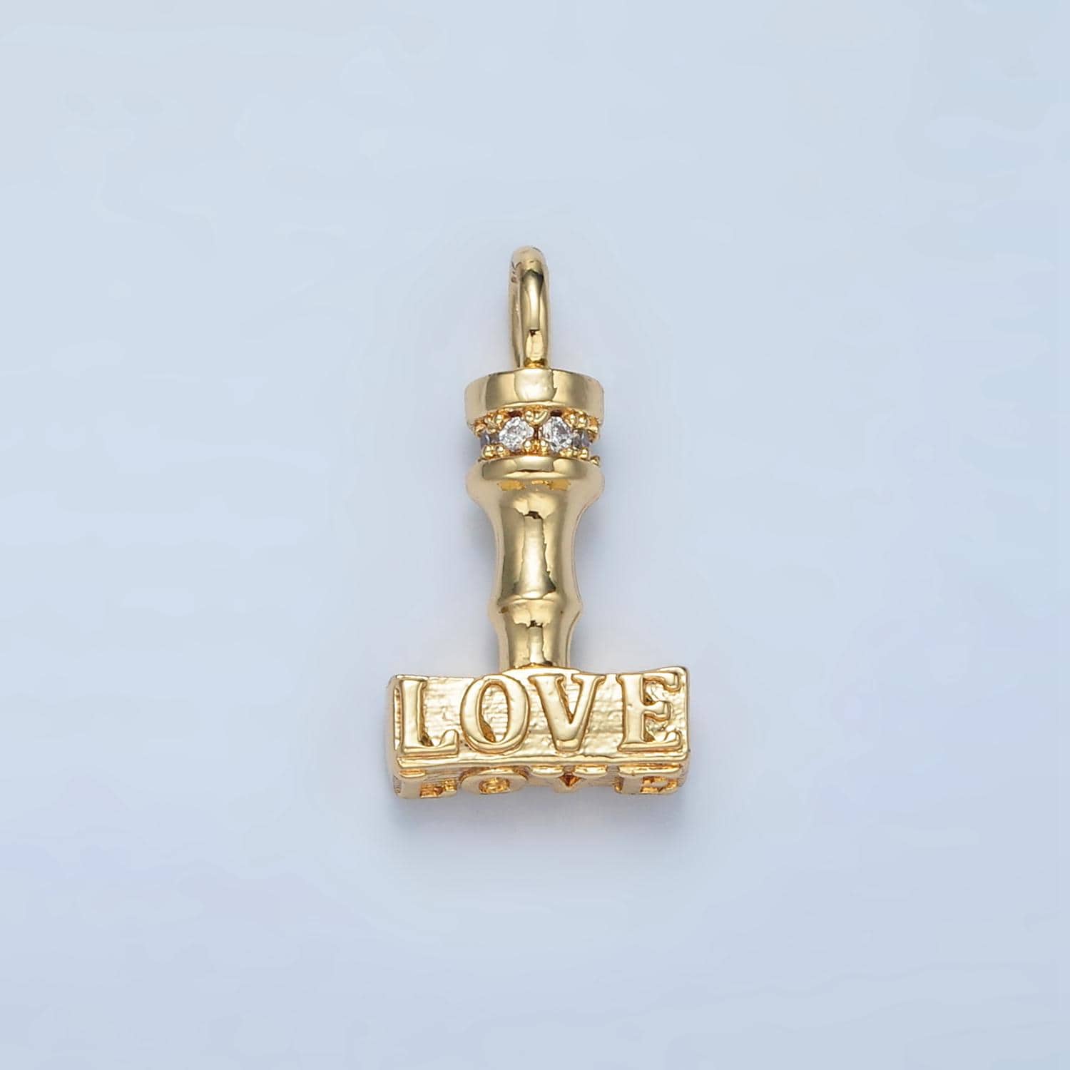 1pc 24k Gold Filled Love Charm Stamped Love Pendant Charm, Charm, For DIY Jewelry, Gold Color, CHGF-1079