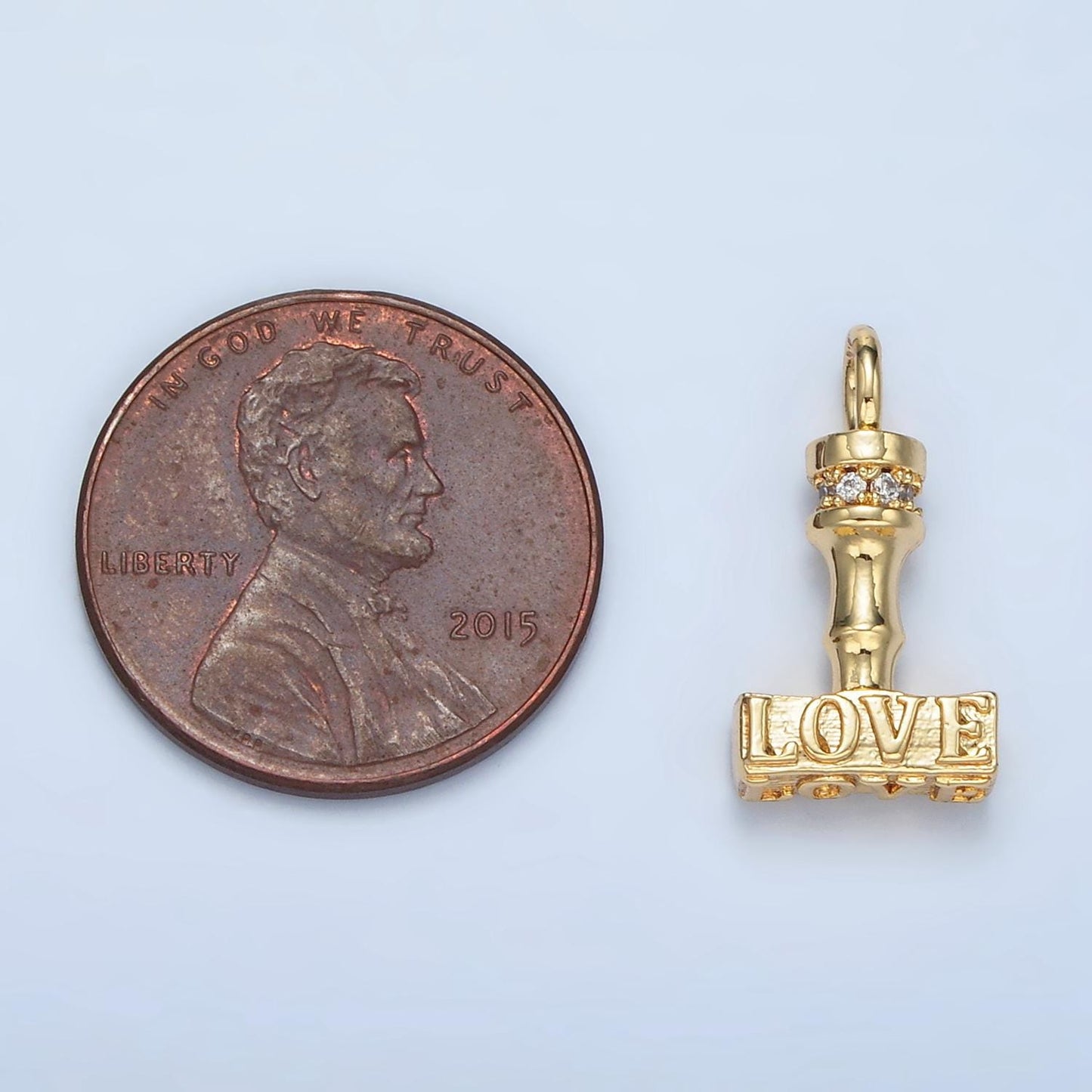 1pc 24k Gold Filled Love Charm Stamped Love Pendant Charm, Charm, For DIY Jewelry, Gold Color, CHGF-1079