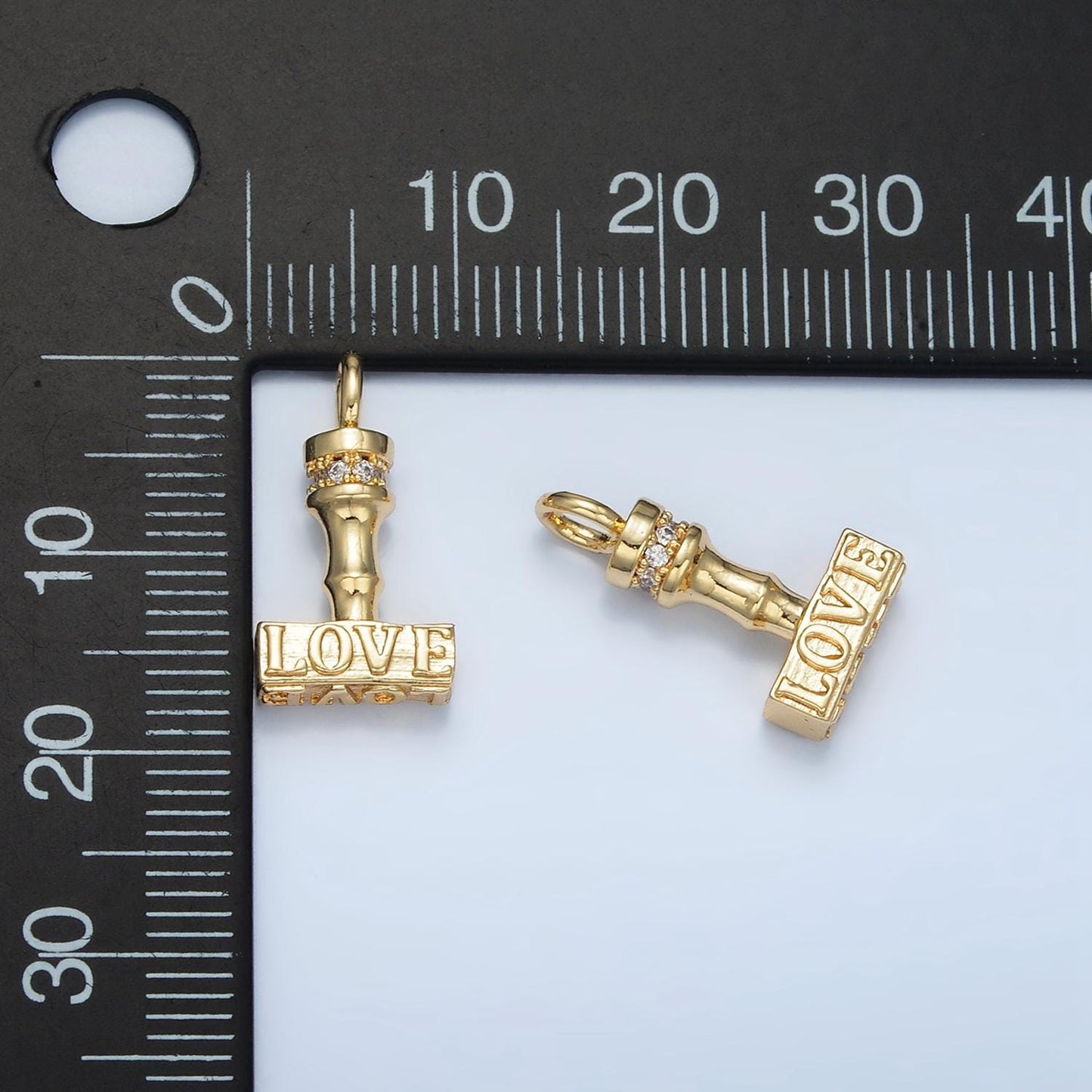1pc 24k Gold Filled Love Charm Stamped Love Pendant Charm, Charm, For DIY Jewelry, Gold Color, CHGF-1079