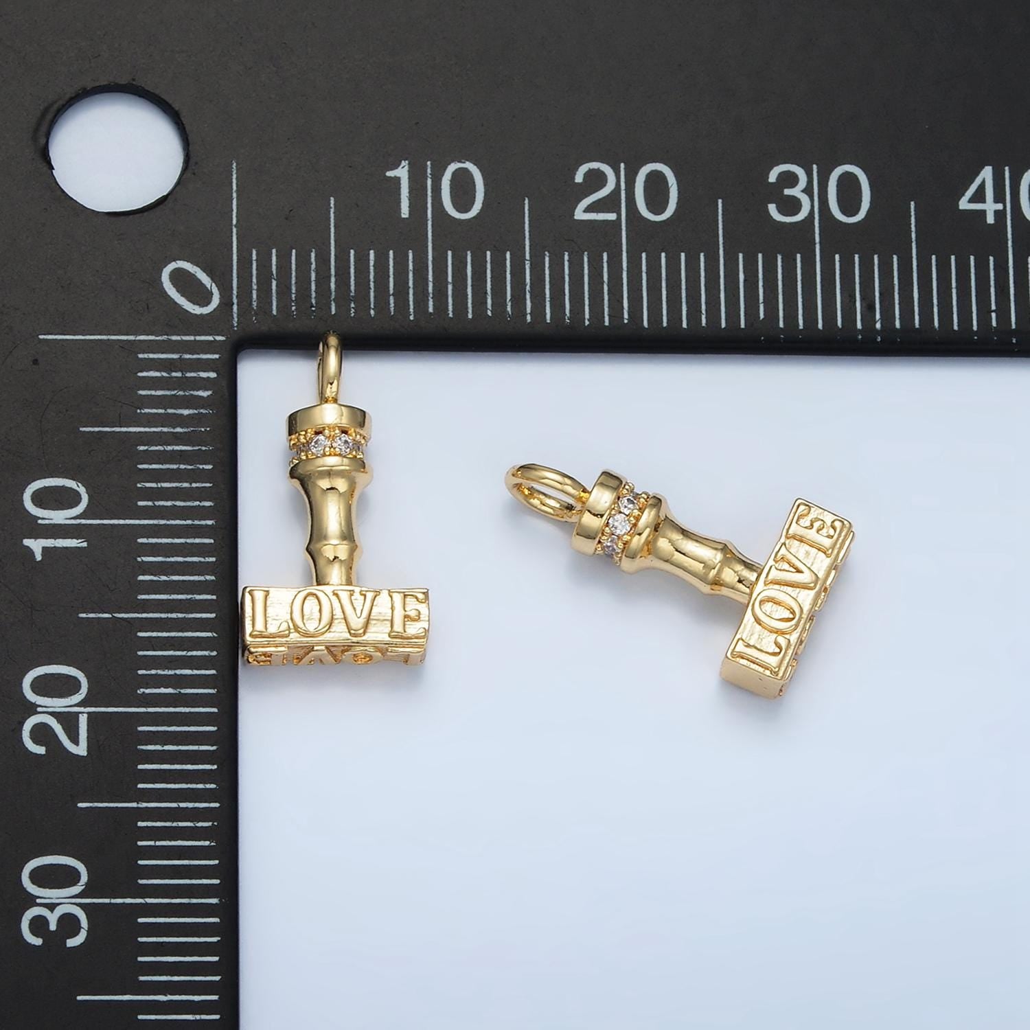 1pc 24k Gold Filled Love Charm Stamped Love Pendant Charm, Charm, For DIY Jewelry, Gold Color, CHGF-1079