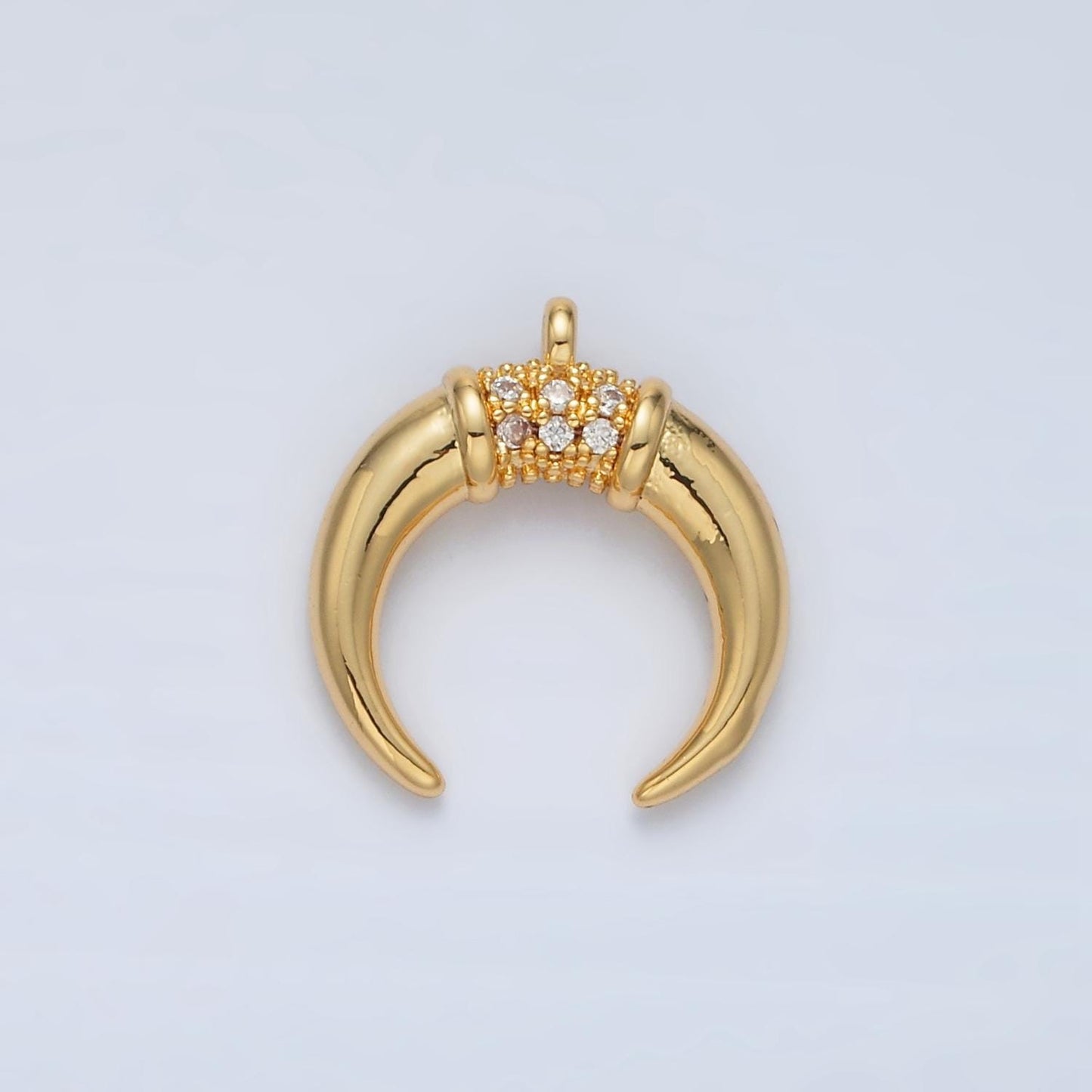 Tiny Crescent Moon Mini Horn Charm Upside Down Tusk Moon Bohemian Boho C Shape Curve in Gold Plated N717