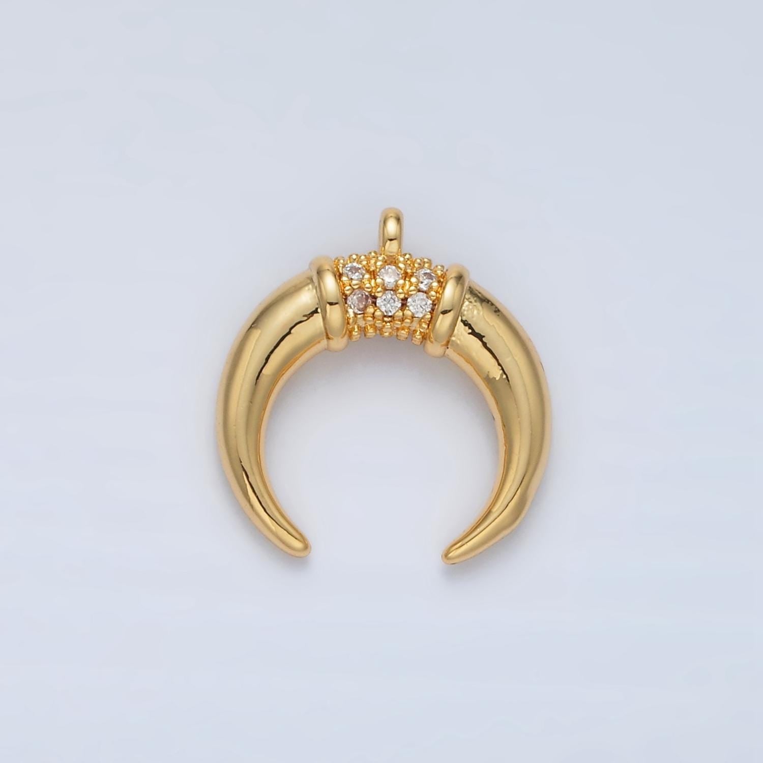 Tiny Crescent Moon Mini Horn Charm Upside Down Tusk Moon Bohemian Boho C Shape Curve in Gold Plated N717