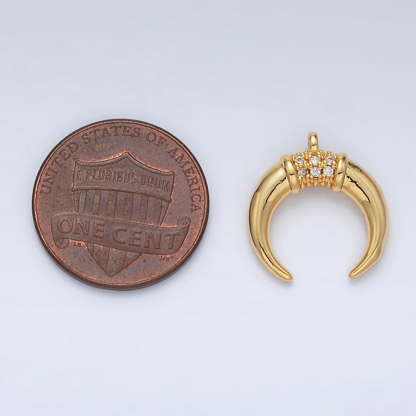 Tiny Crescent Moon Mini Horn Charm Upside Down Tusk Moon Bohemian Boho C Shape Curve in Gold Plated N717