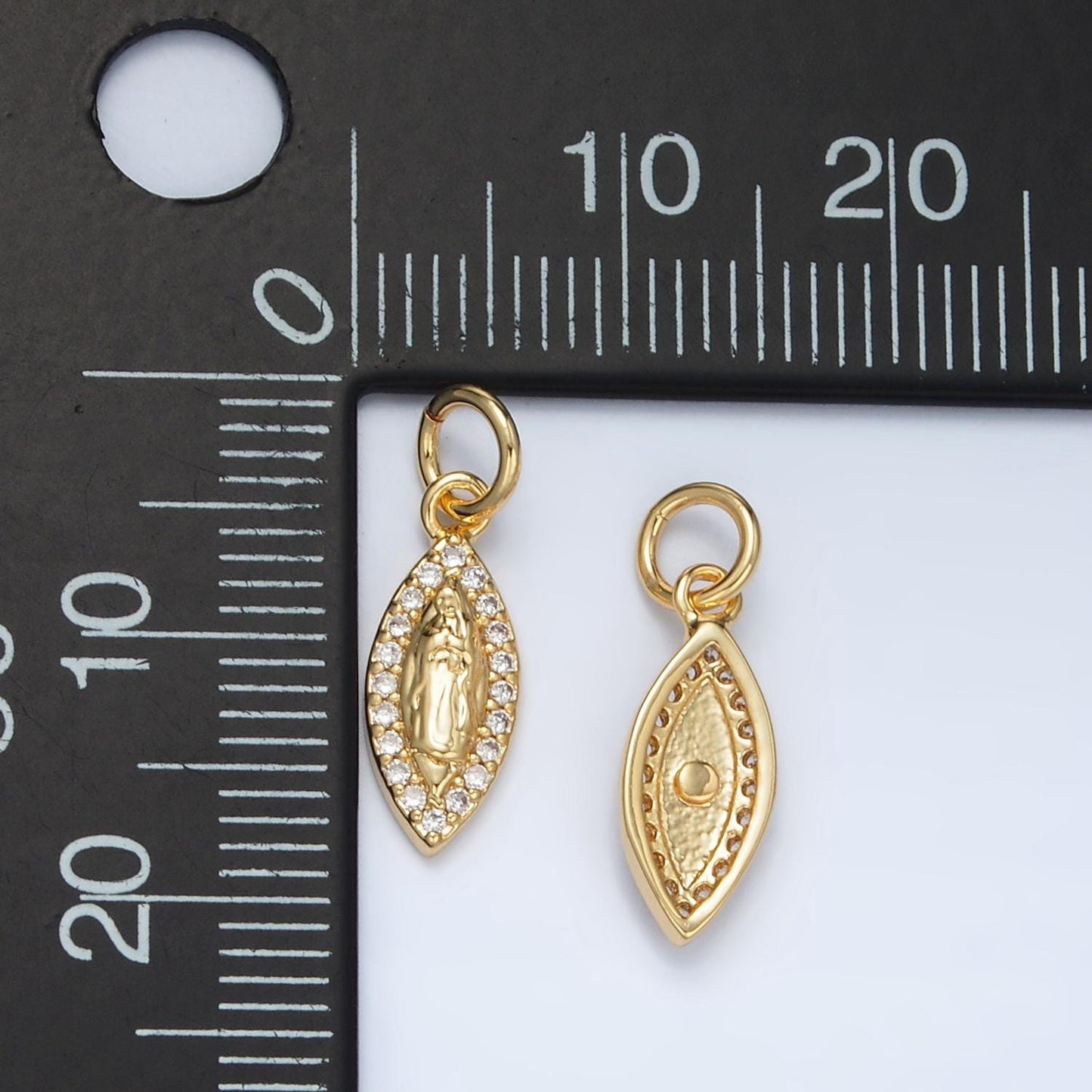 Mini 24K Gold Filled Virgin Mary Charm Lady Guadalupe Pendant Religious Marquise Eye Charm For DIY Jewelry Making M828