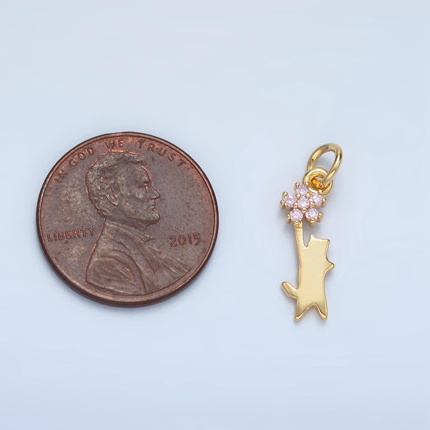 24K Gold Filled Mini Cat Charm Gold Animal Charm | X297