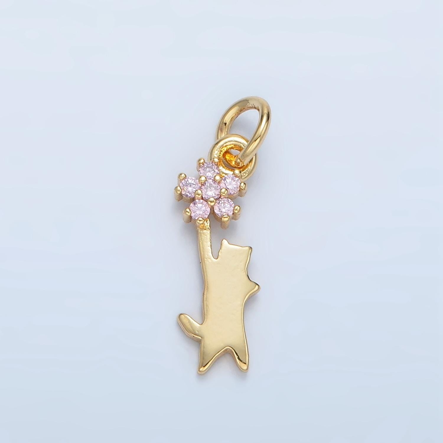 24K Gold Filled Mini Cat Charm Gold Animal Charm | X297