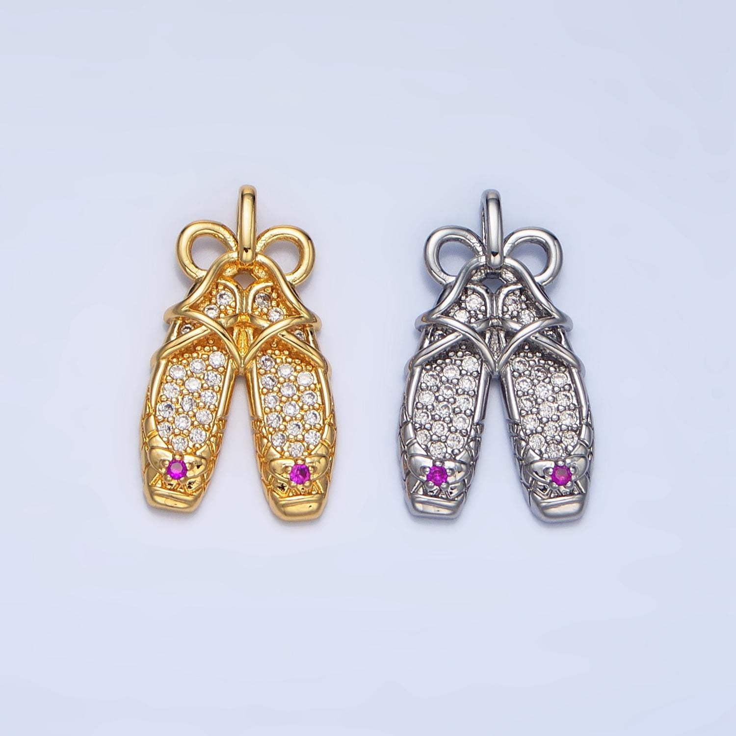 Dainty Ballerina Shoes Dangle Charm Minimalist Jewelry Making Gift for Ballet Girls Pendant AA119
