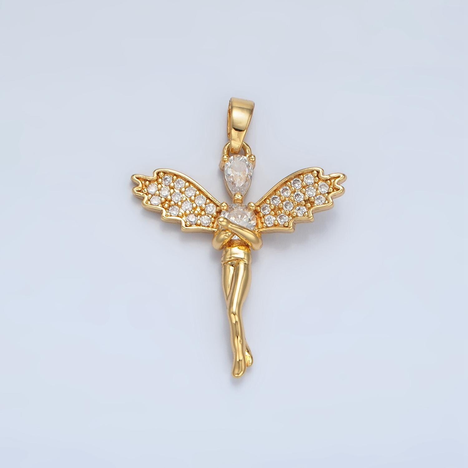 24k Gold Filled Cubic Angel charms Gold Wing Charm Celestial Jewelry Making Supply AA939