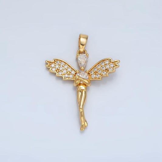 24k Gold Filled Cubic Angel charms Gold Wing Charm Celestial Jewelry Making Supply AA939