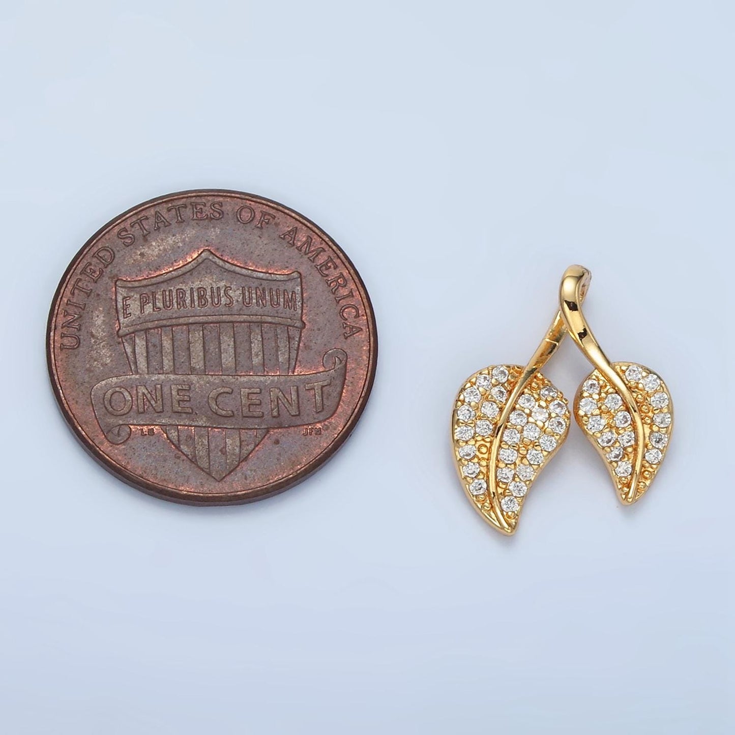 Mini CZ Gold Filled Leaf Charm, Earring, Necklace, Bracelet, Jewelry Pendant Charms AA860