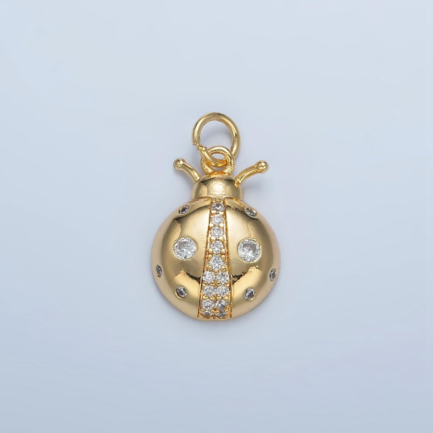 24K Gold Filled Clear & Multi-color CZ Ladybug Insect Bug Charm | E-179