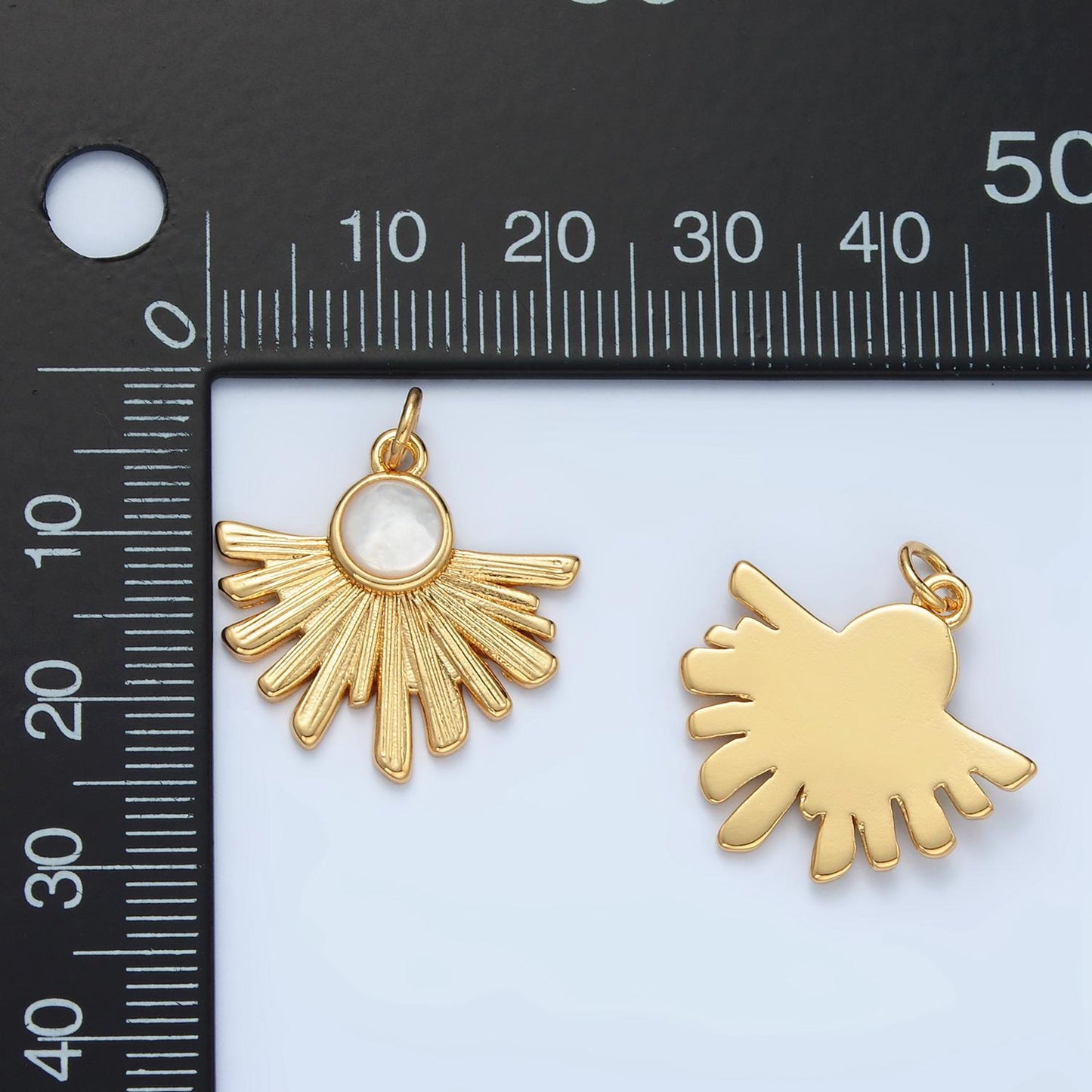 24K Gold Filled Bohemian Pearl Sun Pendant Necklace, Sunray Charm, Celestial Sunbeam Inspired X302