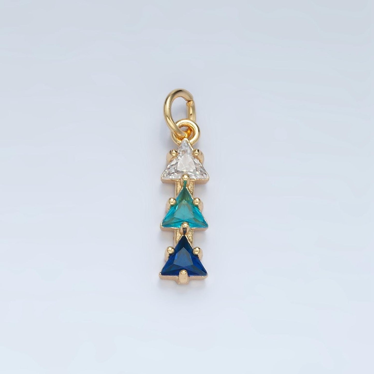 Mini Triple Triangle Charms 14k Gold Filled Cluster cz Charms Colorful Geometric Charm Finding for Bracelet Necklace Earring Making AG896