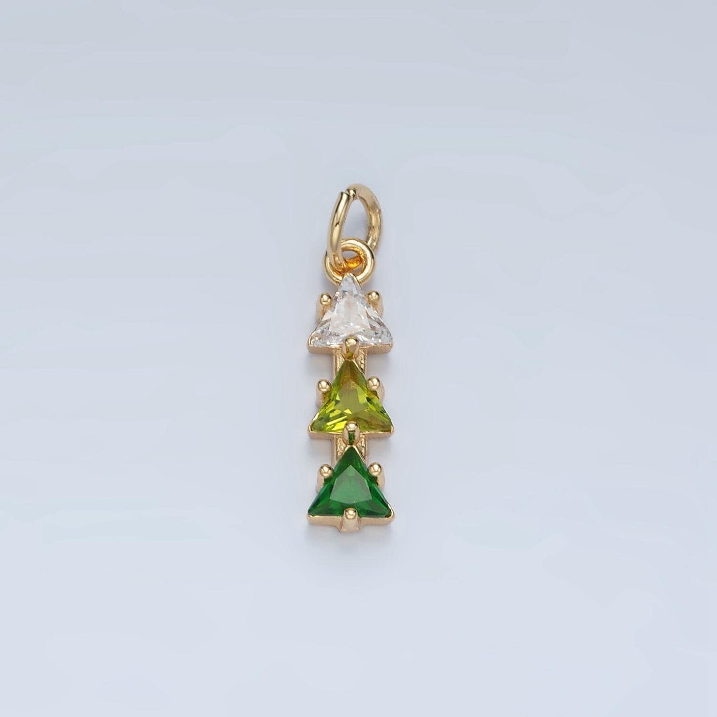 Mini Triple Triangle Charms 14k Gold Filled Cluster cz Charms Colorful Geometric Charm Finding for Bracelet Necklace Earring Making AG896