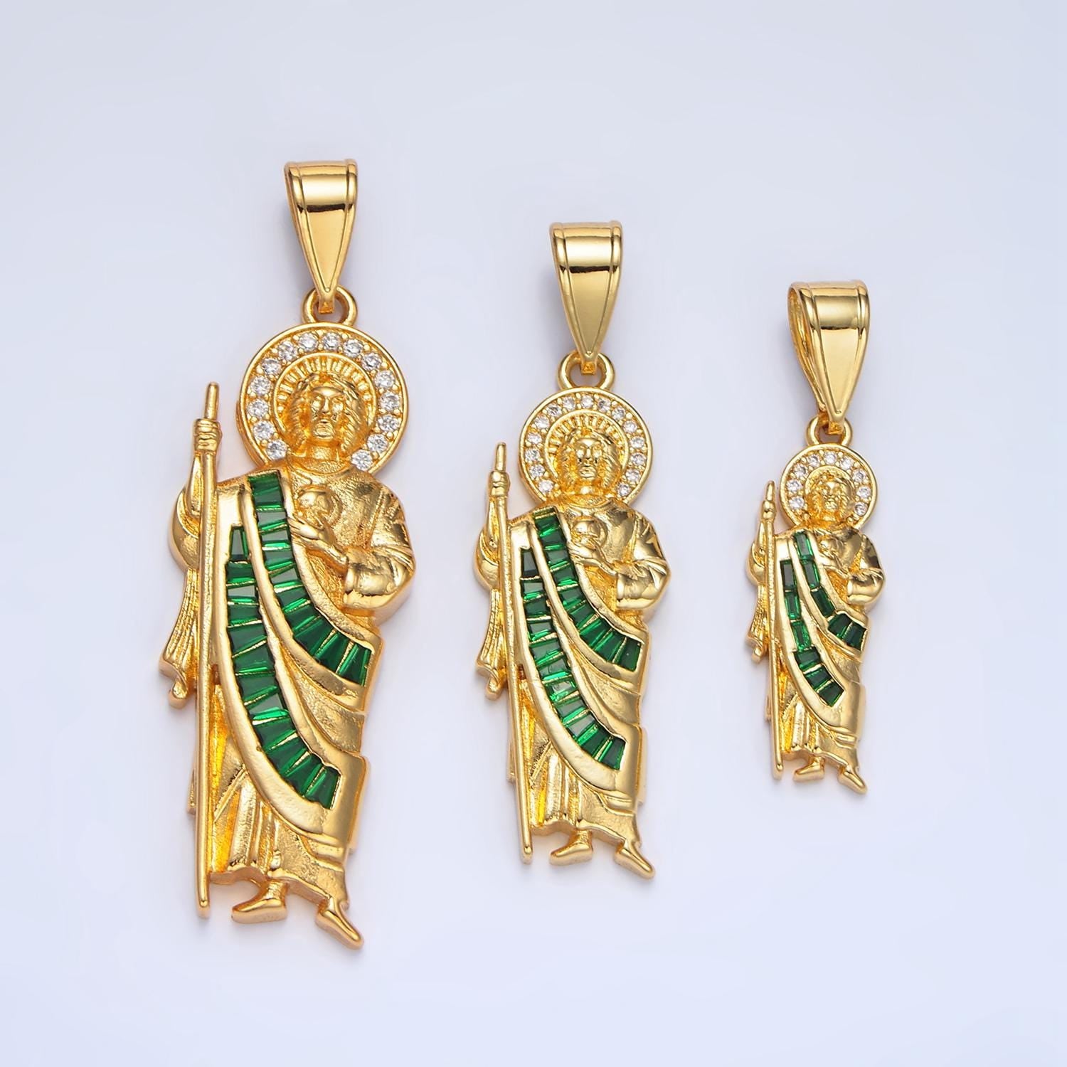 24k Gold Filled Saint Jude Necklace Pendant San Judas Tadeo Cadena Religious Saint Jude Grandiosa Cadena de San Judas Catholic Pendant AA895