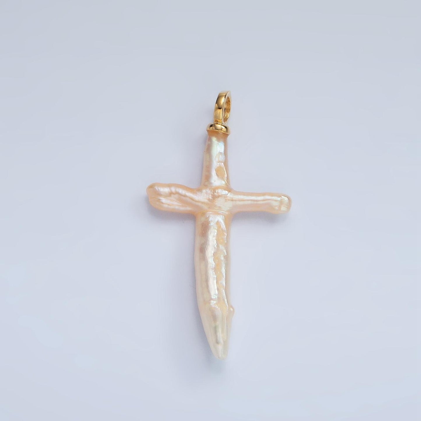 Gold White Cross Pearls Charm Gold Mauve Baroque Freshwater Pearls For Necklace Bracelet Earring Religious Jewelry Making Minimalist P1871