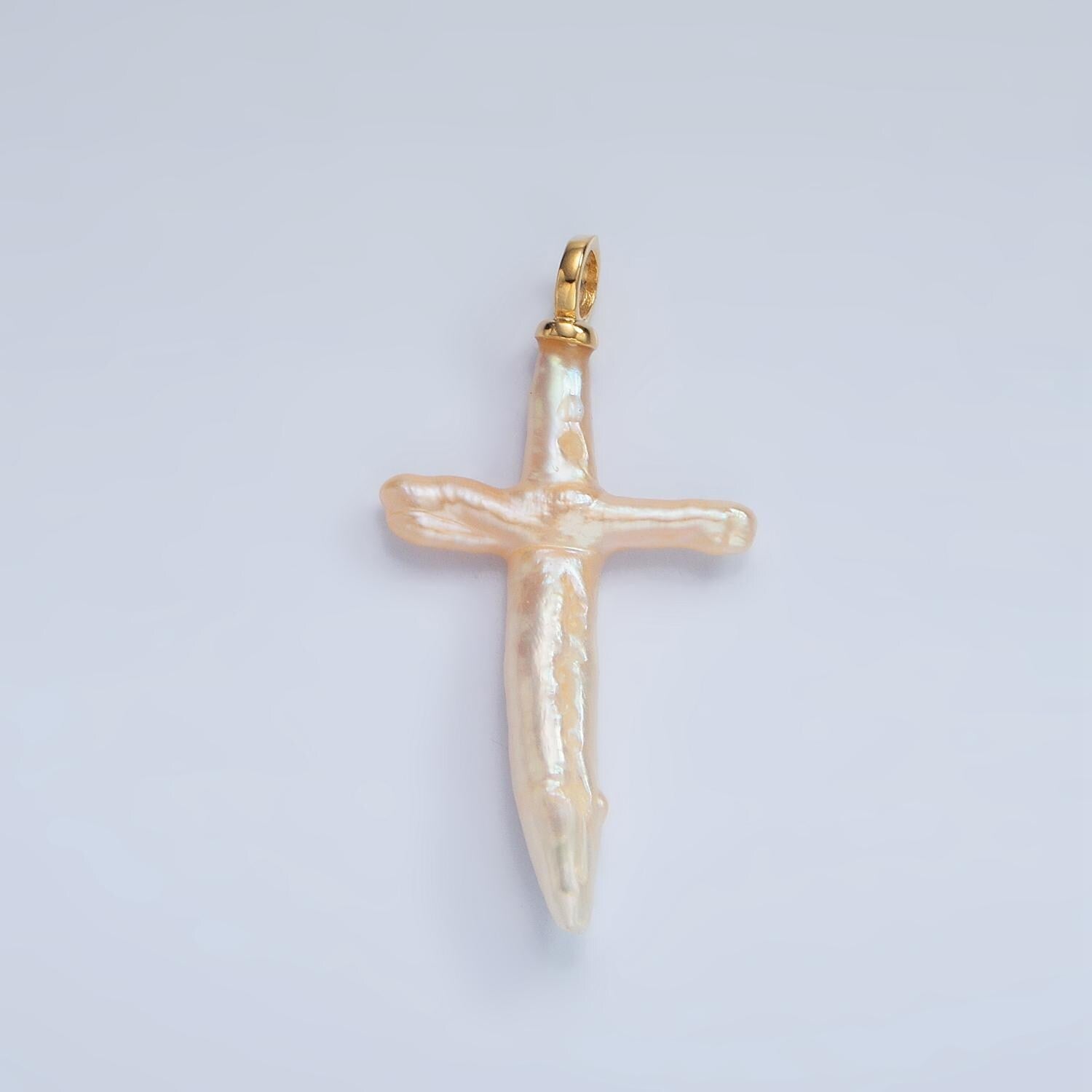 Gold White Cross Pearls Charm Gold Mauve Baroque Freshwater Pearls For Necklace Bracelet Earring Religious Jewelry Making Minimalist P1871