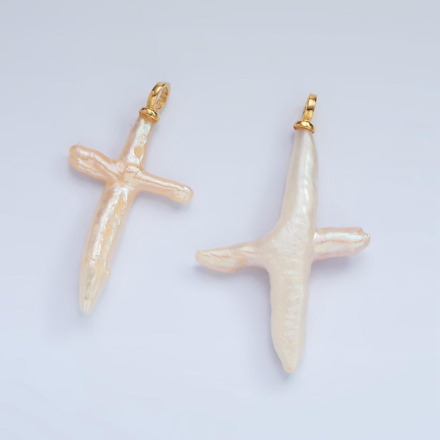 Gold White Cross Pearls Charm Gold Mauve Baroque Freshwater Pearls For Necklace Bracelet Earring Religious Jewelry Making Minimalist P1871