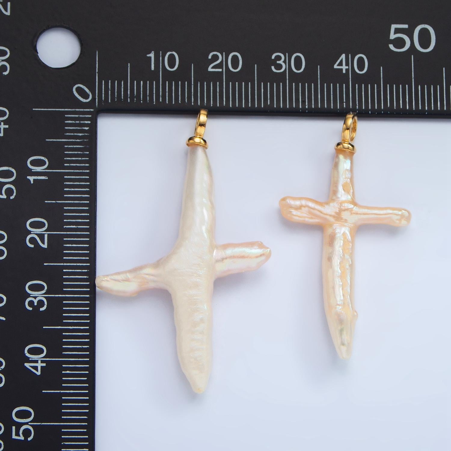 Gold White Cross Pearls Charm Gold Mauve Baroque Freshwater Pearls For Necklace Bracelet Earring Religious Jewelry Making Minimalist P1871