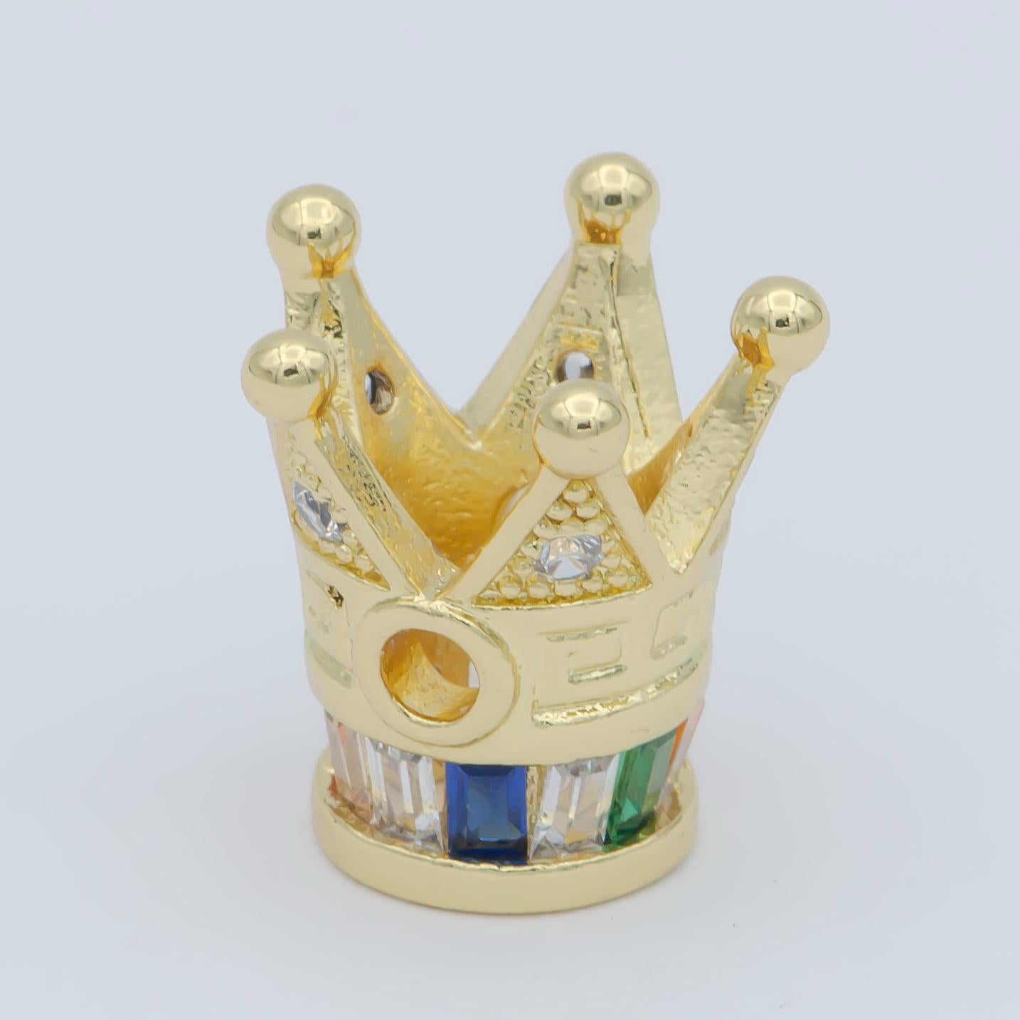 1pc Gold Crown Beads Spacer Crown Beads for DIY Necklace Beads Silver Black CZ Bracelet Bead Supply B570