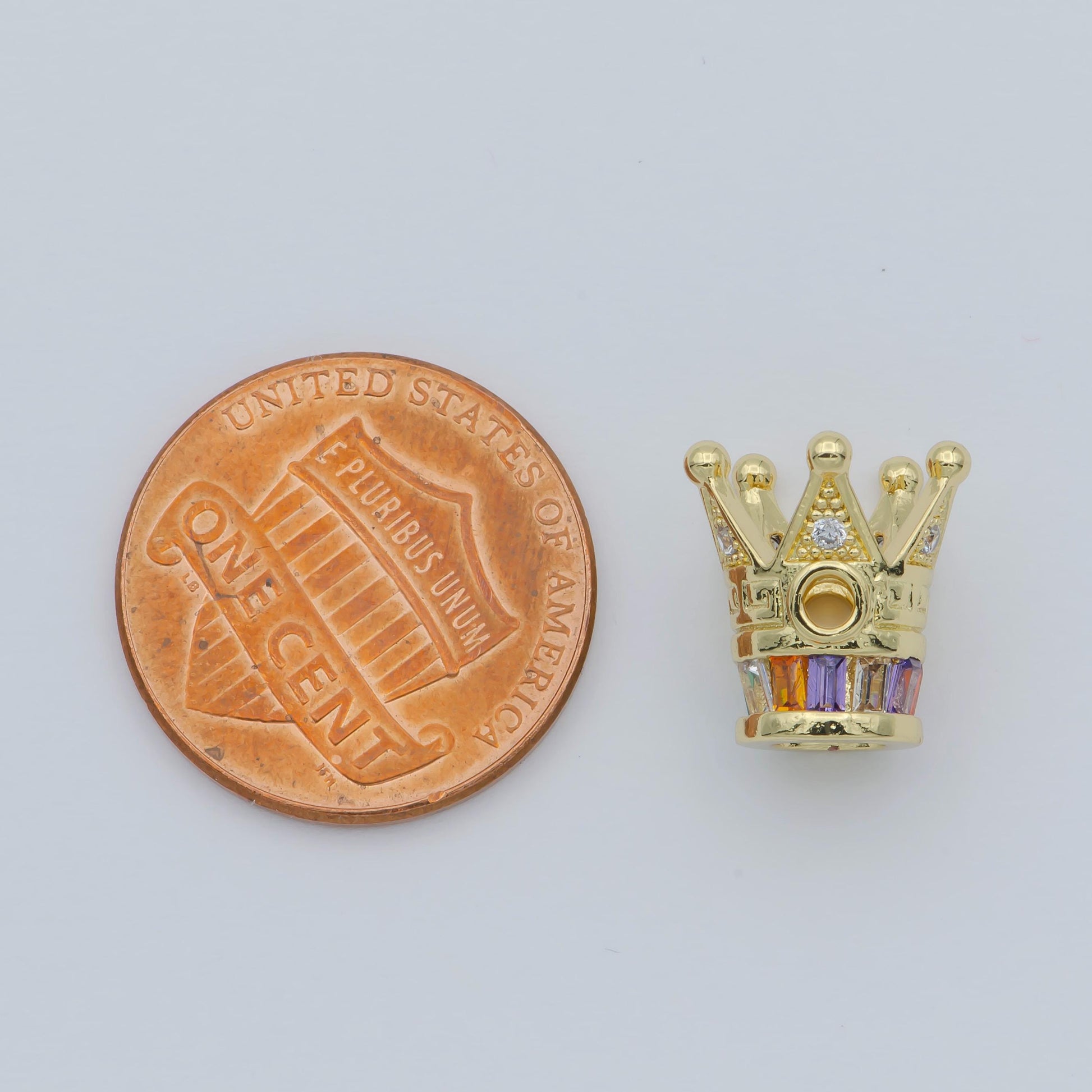 1pc Gold Crown Beads Spacer Crown Beads for DIY Necklace Beads Silver Black CZ Bracelet Bead Supply B570