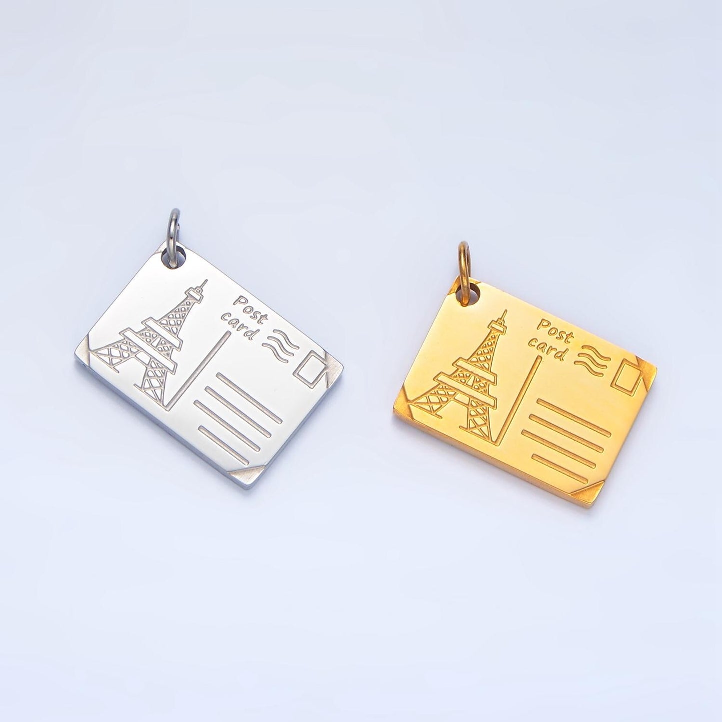 Limited Edition Stainless Steel Postcard Charm Paris Japan Travel Pendant | P-1262,P-1229,P-1248,P-1258,P-1259