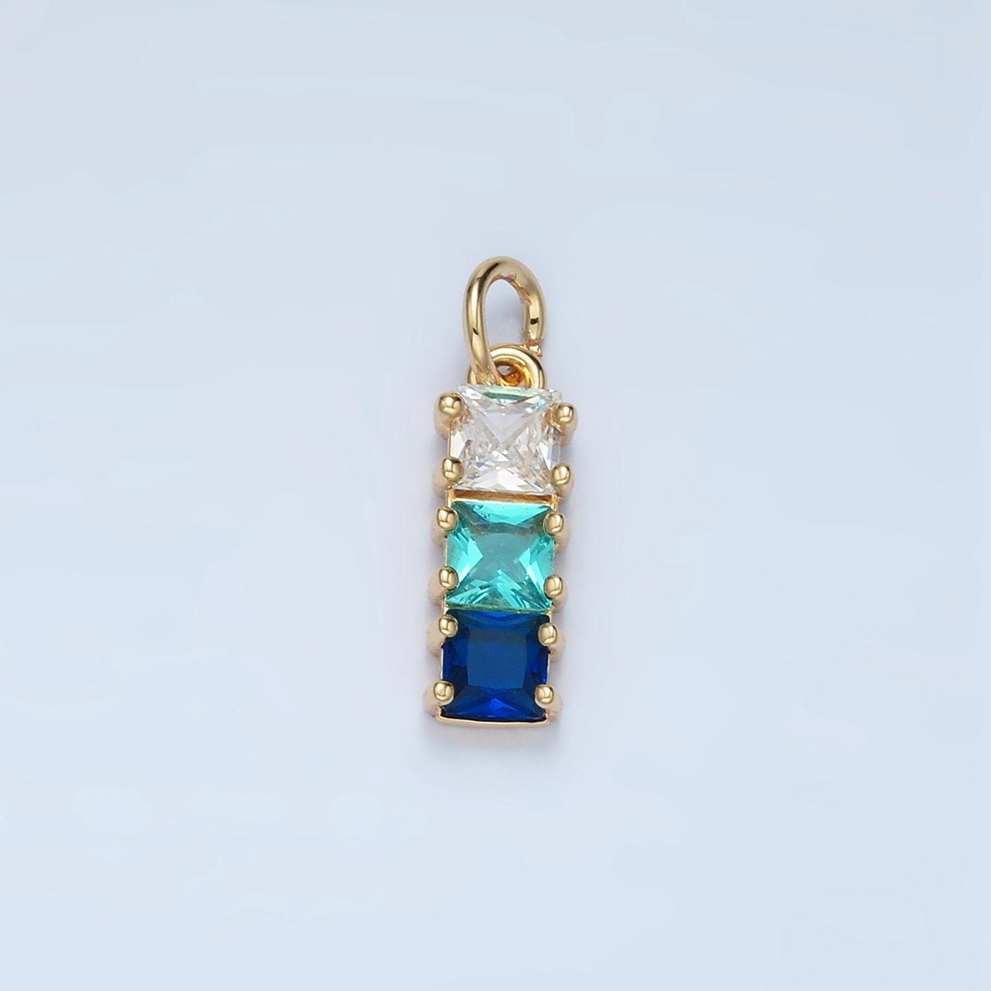 Mini Square Charm 14k Gold Filled Cluster Gradient CZ Colorful Geometric Charm Finding for Bracelet Necklace Earring Making AG898
