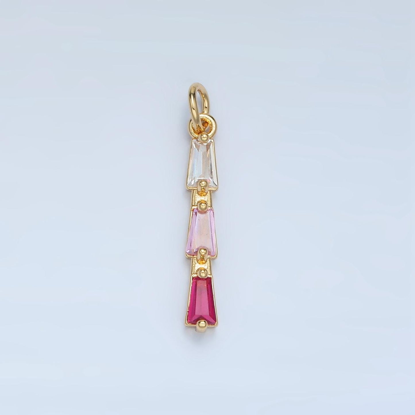 Mini Baguette Charm 14k Gold Filled Cluster CZ Gradient Colorful Geometric Charm Finding for Bracelet Necklace Earring Making AG900