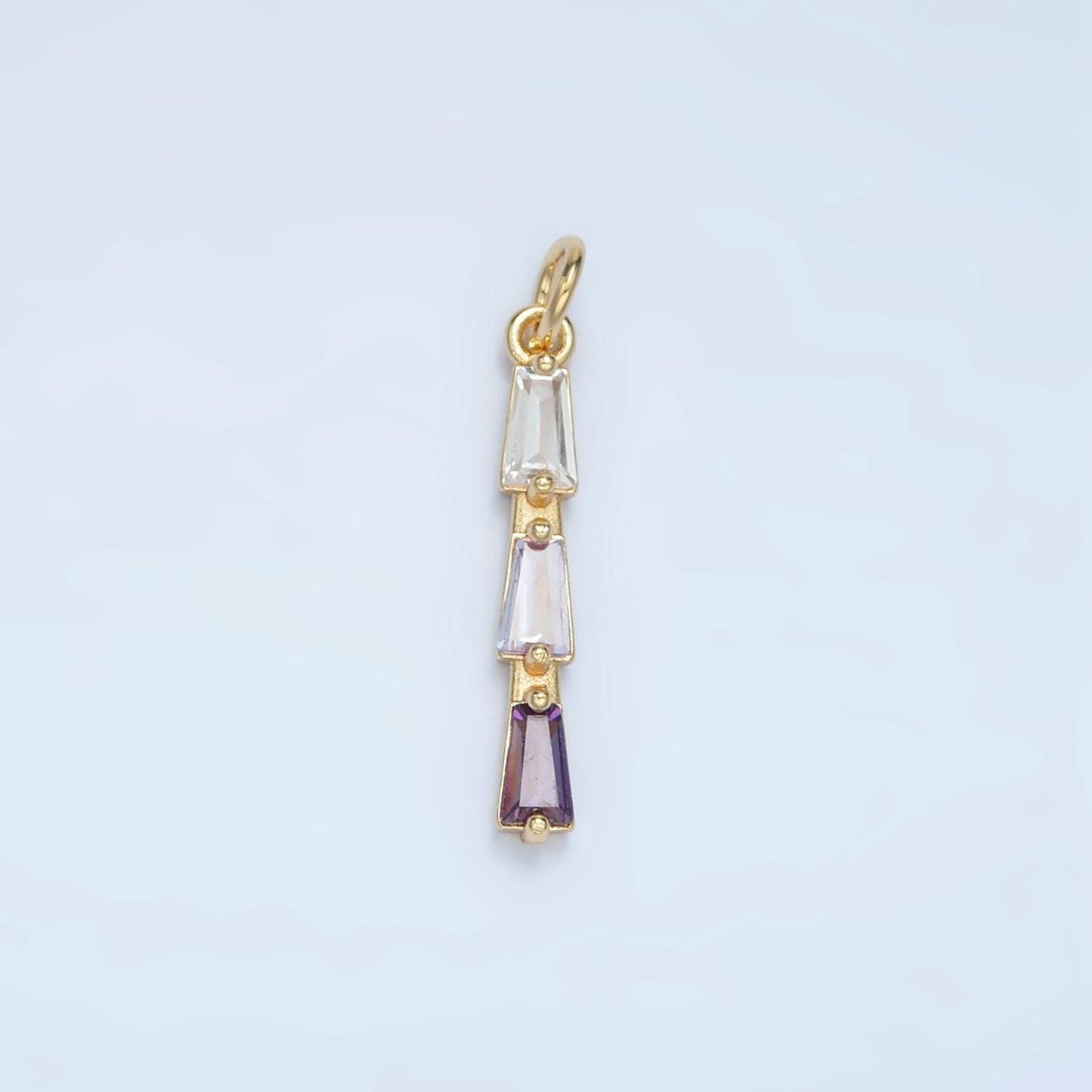Mini Baguette Charm 14k Gold Filled Cluster CZ Gradient Colorful Geometric Charm Finding for Bracelet Necklace Earring Making AG900