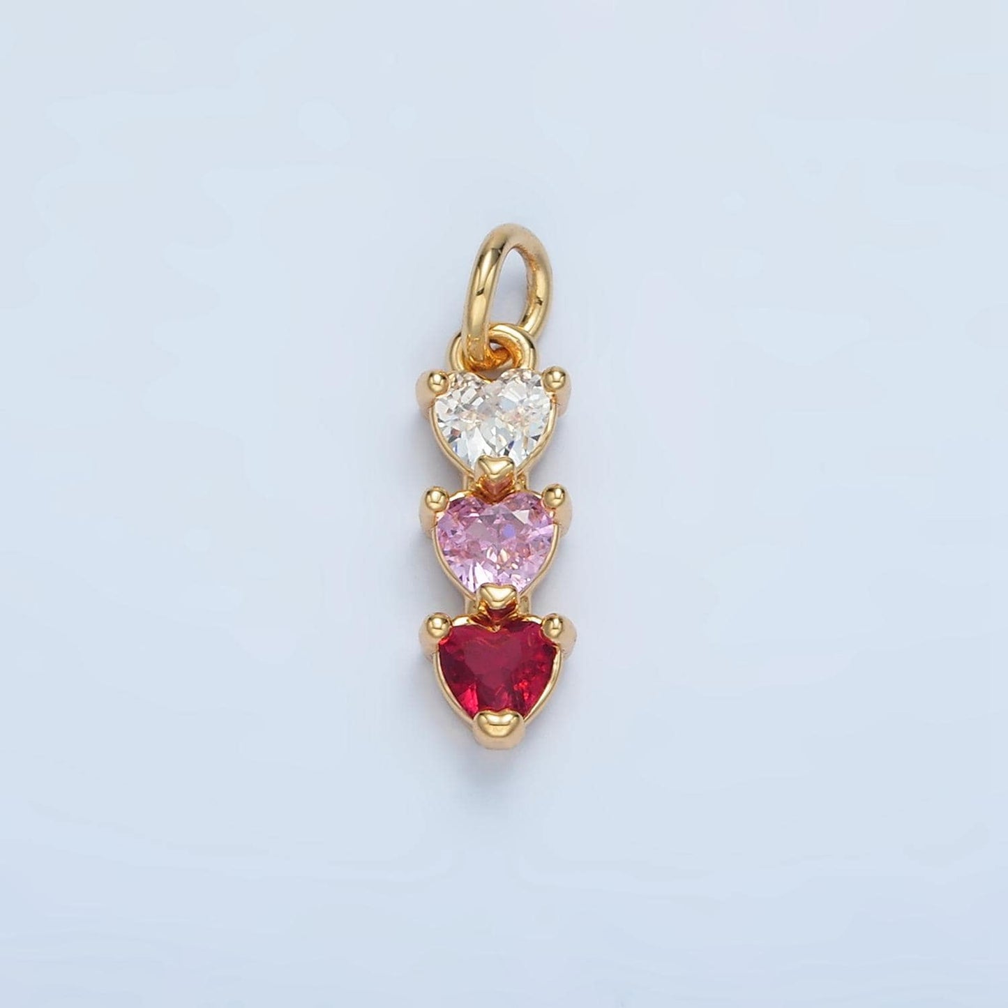 Mini Heart Charm 14k Gold Filled Cluster Gradient CZ Colorful Geometric Charm Finding for Bracelet Necklace Earring Making AG898
