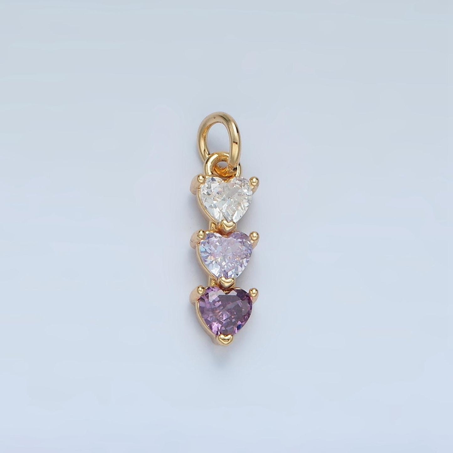 Mini Heart Charm 14k Gold Filled Cluster Gradient CZ Colorful Geometric Charm Finding for Bracelet Necklace Earring Making AG898
