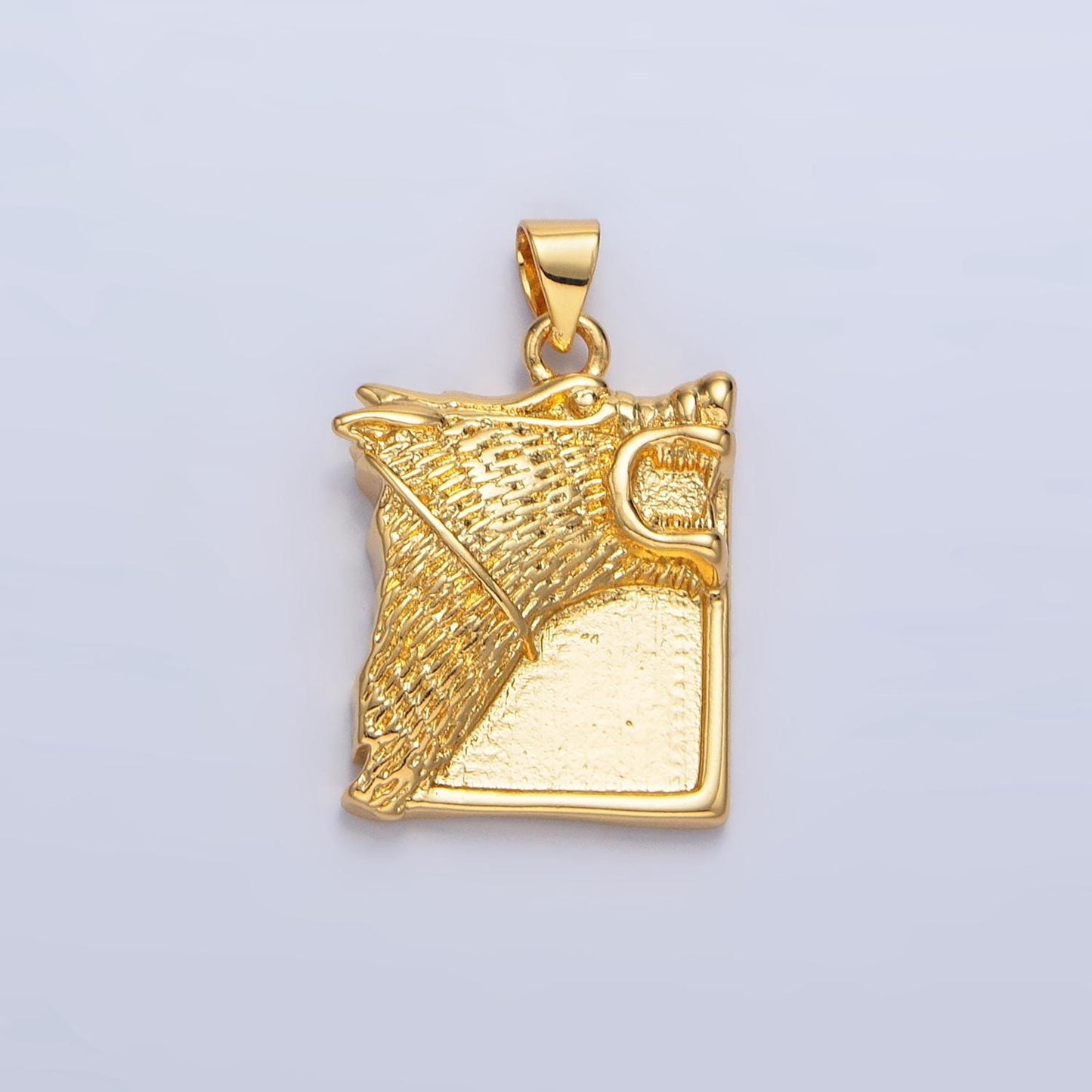 Gold Wolf Charm, 24K Gold Filled Pendant Tag Halloween Wild Animal Necklace Pendant for Men Jewelry Making I633