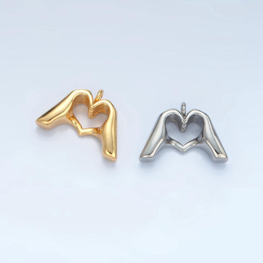 24K Gold Filled Heart Charm Hand Gesture Charm for Necklace Bracelet Charm Bar Supplies E372
