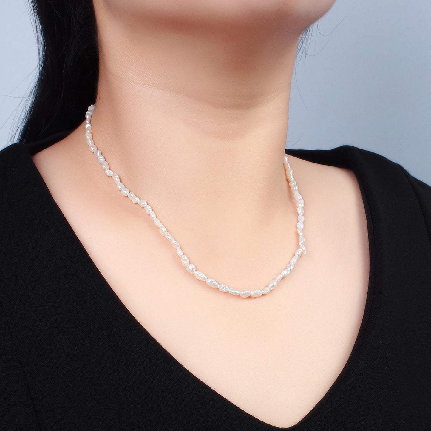 Natural Pearl Minimalist Necklace with Fresh Water Pearls 16 inch Gold Filled Necklace WA2631